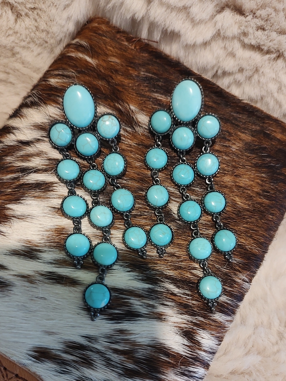 Faux Turquoise Cascade Statement Earrings - Women's Jewelry